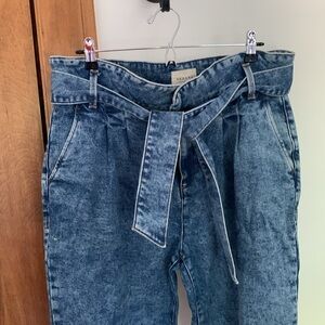 Sezane Austin Denim Jeans Trousers with Tie Waist